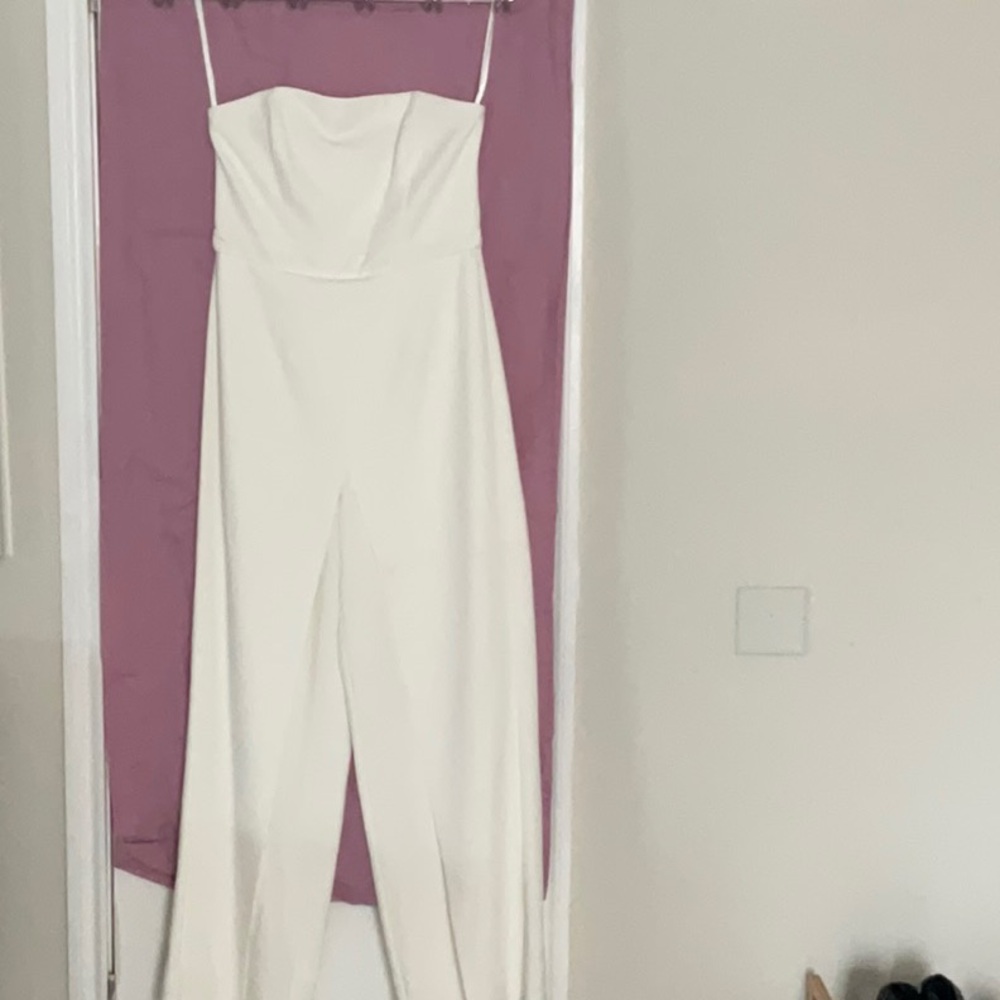New white WHBM strapless split leg jumpsuit